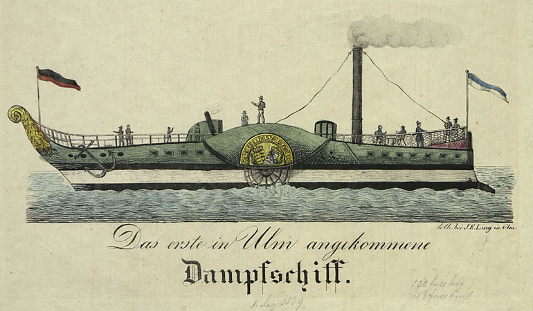 Dampfschiff "Ludwig" in Ulm 1839
