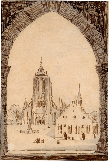 Barfüßerkirche. Münsterturm. Um 1850. Ansicht 582 Blatt 1