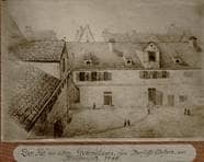 Innenhof des Barfüßerklosters/Gymnasium. 1848. Ansicht 663.