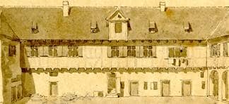 Innenhof des Barfüßerklosters/Gymnasium. 1830. Ansicht 663/1