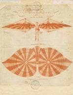 Ansicht der vom Schneider von Ulm, Albrecht Ludwig Berblinger, verfertigten Flugmaschine. Chronik Zeitbild 1811.5.31 Nr. 5
