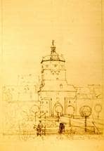 Frauentor von Norden von der "Promenade" aus. Um 1835. Ansicht 264 Blatt 3