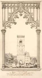 Gänsturm. Entwurf zum Dachausbau. Um 1821. Ansicht 337/1
