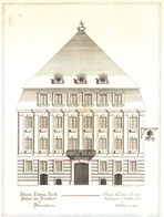 Glöcklerstraße 7. Gasthof "Zum Baumstark". Um 1800. Aufriß des Gasthauses "Zum Baumstark". Ansicht 702