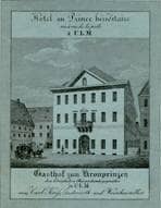 Frauenstraße 1. Gasthof "Zum Kronprinzen". Um 1840. Ansicht 715