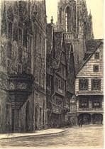 Blick vom Marktplatz zum Münster. Um 1900. Ansicht 227