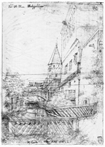 Metzgerturm von Osten. Zustand um 1850. Angefertigt ca. 1930. Ansicht 325