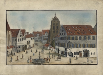 Münsterplatz. Blick nach Norden. 1786. Ansicht 396.