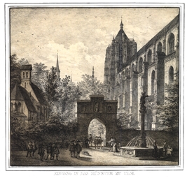 Münster von SO mit Eingang zum Kichhof im Osten. 1820. Ansicht 454
