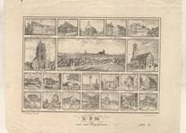 Sammelbild. Ulm gegen NO und 21 Bilder der Hauptgebäude. 1842. Ansicht 610