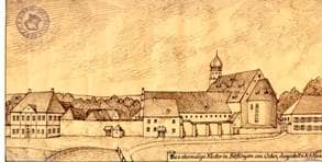 Ansicht des ehemaligen Klosterhofs. F 3/2a Ansicht 88. Zeichnung auf Pauspapier von K.A. Koch