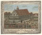 Schwörhaus. Zustand um 1650. Um 1823 nachgezeichnet. Ansicht 640