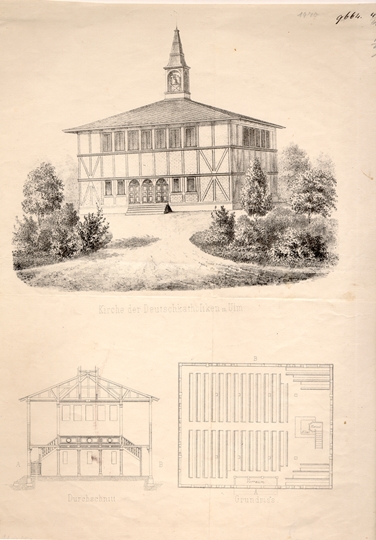 Plan eines Betsaals der Deutsch-Katholiken. 1863. Ansicht 436