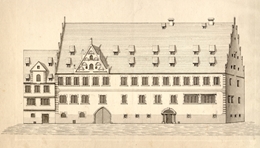 Sammlungsstift in Ulm, von Westen. Um 1800. Ansicht 637