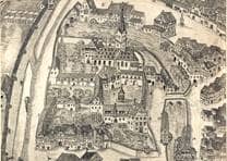 Das Deutsche Haus mit der Kirche St. Elisabeth. 1597. Ansicht 984/1