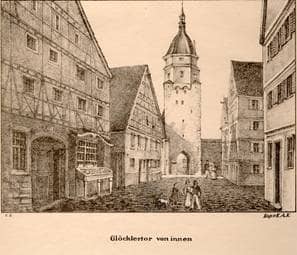 Blick von der Glöcklerstraße zum Glöcklertor. 1835. Ansicht 283.