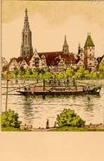 Ulm von Süden - Teilansicht Donaufront. um 1910. Ansicht 180