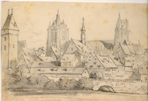 Ulm von Süden - Teilansicht Donaufront. 1880. Ansicht 192