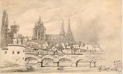 Ulm von Süden - Teilansicht Donaufront. 1881. Ansicht 354