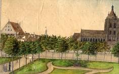 Blick von dem Militärspital an der Olgastraße nach Süden. Um 1870. Ansicht 940