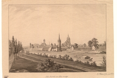 Ulm von Südosten. Zustand vor 1796. um 1830. Ansicht 195