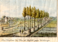 Oberes Schützenhaus/Schießhaus, von Nordosten. um 1800, Ansicht 743