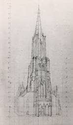 Münster von Westen mit vollendeten Westturm. Ansicht 264-Blatt 3a