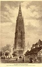 Münster, Westfassade. Projektion: Vollend. Münsterturm. 1868. Ansicht 489