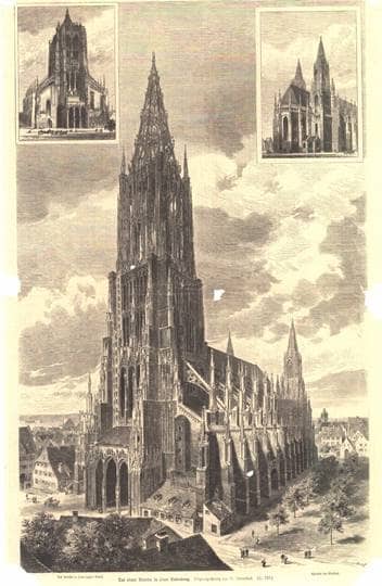 Münster. Südwestseite (2x) und Chor. um 1870. Ansicht 500