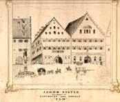 Weinhof. Ostseite. Gasthof "Zum Mohren". Um 1830. Ansicht 720