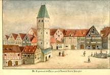 Königliche Pfalz / Weinhof im Zustand von 1597. Um 1900. Ansicht 925