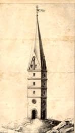 Kirchturm der Michelskirche. Um 1800. Ansicht 534