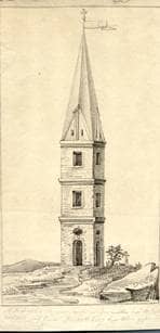 Kirchturm der Michelskirche. Um 1840. Ansicht 536