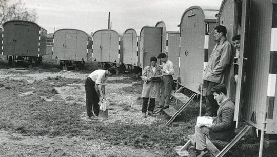 Wohnwagensiedlung für Gastarbeiter um 1960