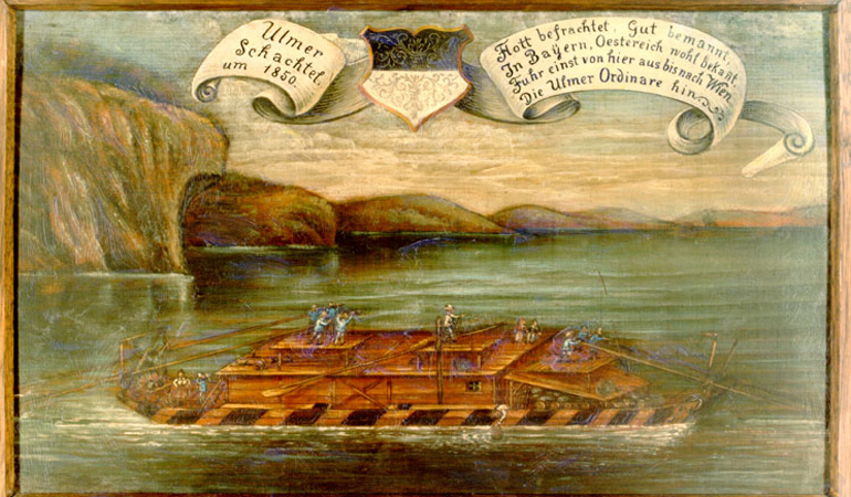 Die Ulmer Ordinari-Schiffe fuhren spätestens seit 1712 jede Woche vom Frühjahr bis in den Spätherbst nach Wien, vollbeladen mit Frachtgütern und Passagieren