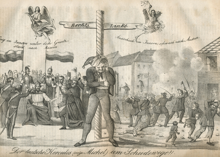 Karikatur aus Ulmer Kronik vom 18. Februar 1849