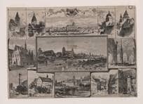 Ulm von Süden und 12 Ansichten von Ulm. 1883. Ansicht 612/6
